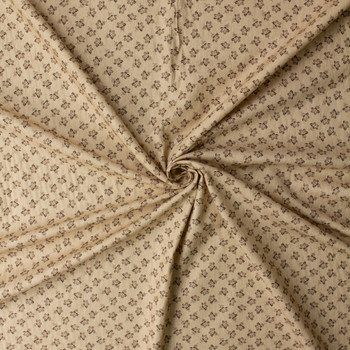 Taupe Antique Flowers on Tan Italian Cotton Flannel #32672 Fabric By The Yard - Wide shot