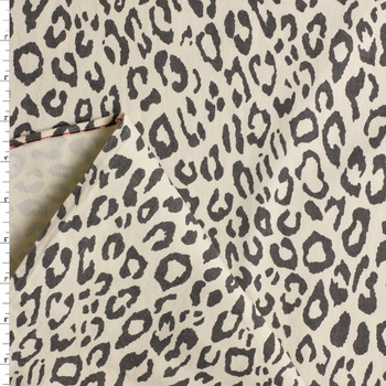 Charcoal Cheetah Print on Warm White 8.8oz. Japanese Selvedge Twill from Hokkoh #32680 Fabric By The Yard