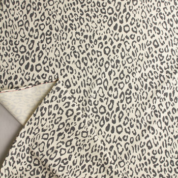 Charcoal Cheetah Print on Warm White 8.8oz. Japanese Selvedge Twill from Hokkoh #32680 Fabric By The Yard - Wide shot