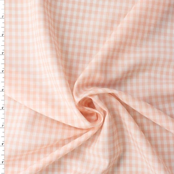 Blush and White Japanese Cotton/Tencel 1/4” Gingham #32695 Fabric By The Yard