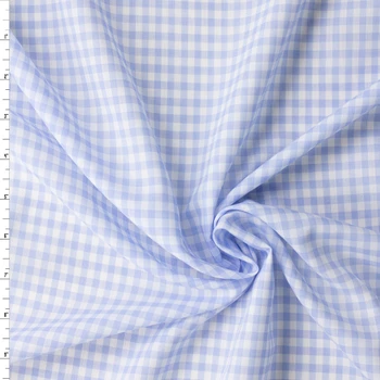Sky Blue and White Japanese Cotton/Tencel 1/4” Gingham #32696 Fabric By The Yard