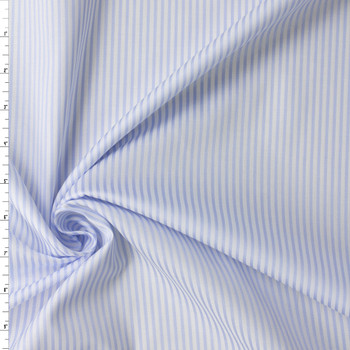 Light Blue on White Sateen Stripe Japanese Cotton Shirting #32755 Fabric By The Yard