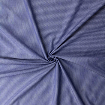 White Pinstripe on Indigo Chambray Japanese Cotton Shirting #32761 Fabric By The Yard - Wide shot