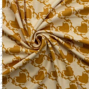 Deer Houndstooth Tan Stretch Cotton Jersey Knit from Art Gallery Fabrics #32891 Fabric By The Yard