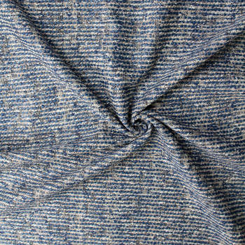 Teal, Black, and Offwhite Cotton Blend Tweed #32933 Fabric By The Yard - Wide shot