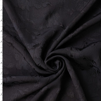 Black on Black Rose Floral Viscose Blend Jaquard #32941 Fabric By The Yard