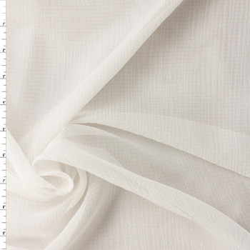 Ivory Shimmering Micro Stripe Silk Chiffon #32960 Fabric By The Yard