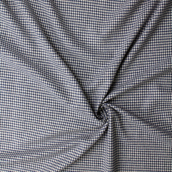 Blue and Offwhite Houndstooth Wool Tweed #32978 Fabric By The Yard - Wide shot