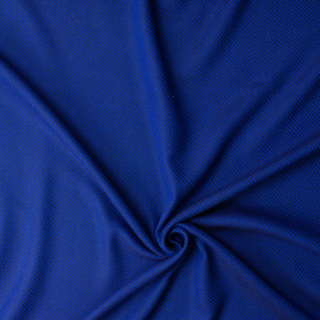 Royal and Black Textured Herringbone Wool Tweed #32981 Fabric By The Yard - Wide shot