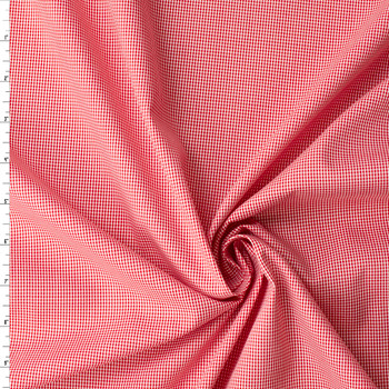 Red and White Micro Gingham Cotton Poplin #32990 Fabric By The Yard