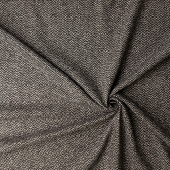 Charcoal and Black Herringbone 9.3oz. Brushed Wool Tweed #32991 Fabric By The Yard - Wide shot