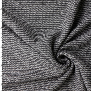 Charcoal and Black Mini Horizontal Stripe Brushed Sweater Knit #33019 Fabric By The Yard