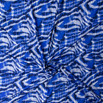 Blue Abstract Animal Print Stretch Athletic Knit #33027 Fabric By The Yard - Wide shot