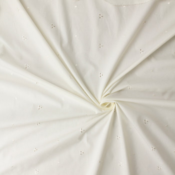 Ivory on Ivory Mini Floral Italian Cotton Eyelet #33049 Fabric By The Yard - Wide shot