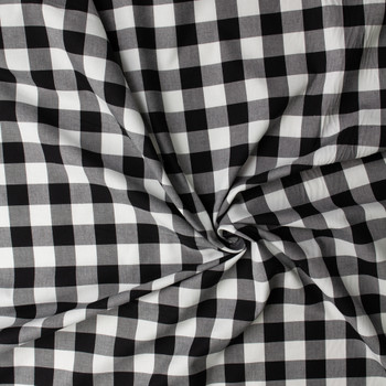 Black and White Plaid Cotton Poplin #33054 Fabric By The Yard - Wide shot