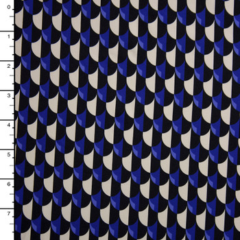 Blue, Ivory, and Black Scale Pattern Nylon/Lycra