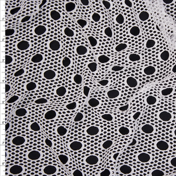 White Polka Dot Fishnet Fabric By The Yard