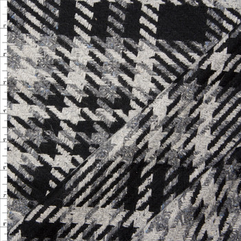 Black, Charcoal, and Grey Plaid Wool Coating Fabric By The Yard