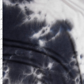 Black and White Soft Tie Dye Stretch Rayon Jersey Knit Fabric By The Yard