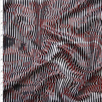 Black, White, and Red Glossy Abstract Nylon/Lycra Fabric By The Yard