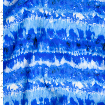Cali Fabrics | Deep Blue Tie Dye Plaid Rayon Voile