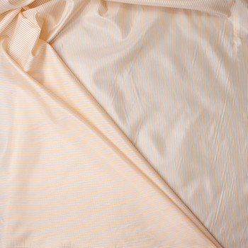 Ivory and White Vertical Stripe Poly Lining Fabric By The Yard - Wide shot
