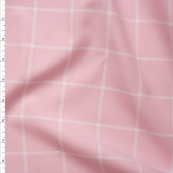 Pink and White Windowpane Plaid Cotton Flannel from 'Robert Kaufman' Fabric By The Yard