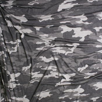 Heather Grey Camouflage Midweight Stretch Rayon Jersey Knit Fabric By The Yard - Wide shot