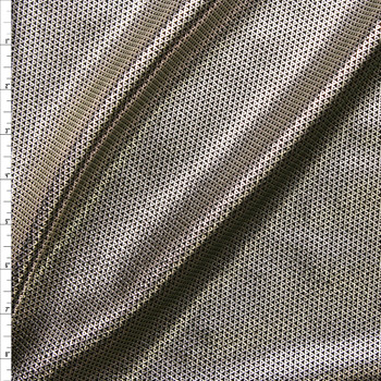 Silver Geometric Metallic Pattern on Black Liverpool Knit Fabric By The Yard