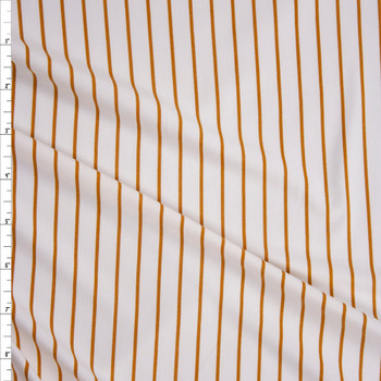 Mustard on Offwhite Vertical Stripe Double Brushed Poly/Spandex Fabric By The Yard