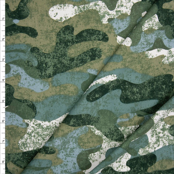 Grunge Camouflage Double Brushed Poly Fabric By The Yard