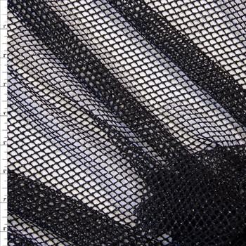 Metallic Silver on Black Fishnet Fabric By The Yard