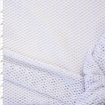 Metallic Silver on White Fishnet Fabric By The Yard