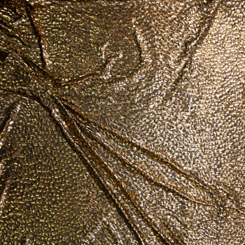 Gold Cheetah Metallic on Black Lightweight Nylon/Spandex Fabric By The Yard - Wide shot
