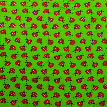 Ladybugs on Lime Quilter’s Cotton Fabric By The Yard - Wide shot