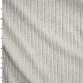 Light Grey Heather Brushed Wide Rib Midweight Sweater Knit Fabric By The Yard