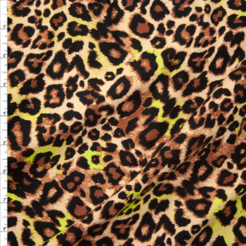 Tan and Yellow Cheetah Print Lightweight Designer Sweatshirt Fleece Fabric By The Yard