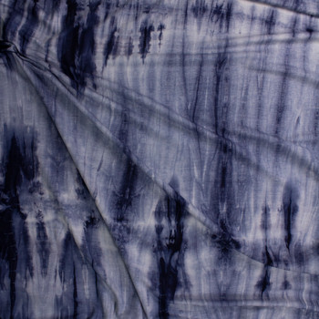 Navy and Light Blue Tie Dye Soft Sweatshirt Fleece Fabric By The Yard - Wide shot