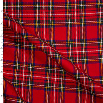 Red, Green, and Blue Tartan Plaid Twill Weave Suiting Fabric By The Yard