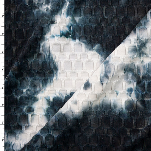 Midnight and White Stretch Honeycomb Lycra Fabric By The Yard