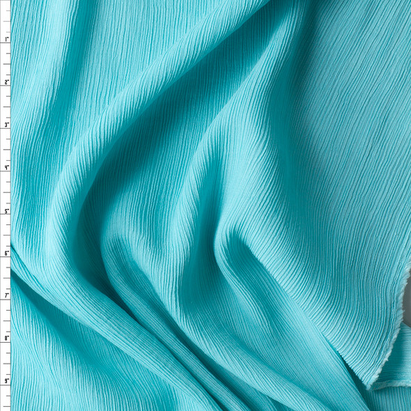 Robins Egg Blue NYC Designer Rayon Crinkle #29642 Fabric By The Yard