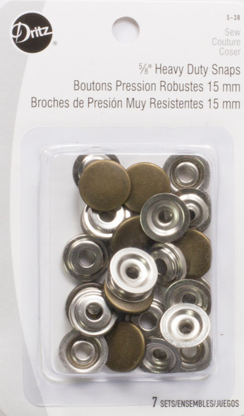 Dritz 5/8" Heavy Duty Snaps – Antique Brass – 7 Pack