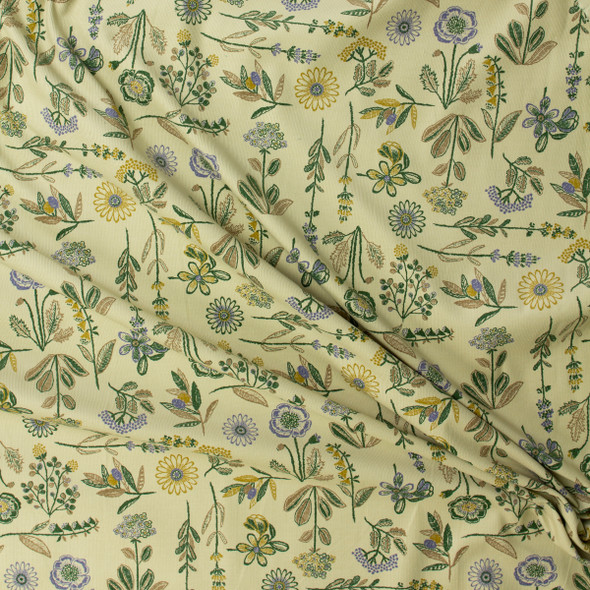 Keepsake Wildflowers on Light Tan Japanese Micro Wale Corduroy from Hokkoh #31961 Fabric By The Yard - Wide shot