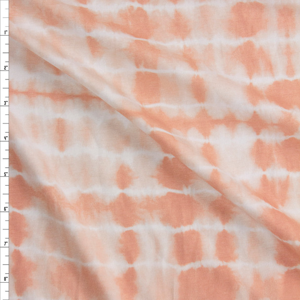 Peach Banded Tie Dye Rayon Jersey Knit Fabric By The Yard