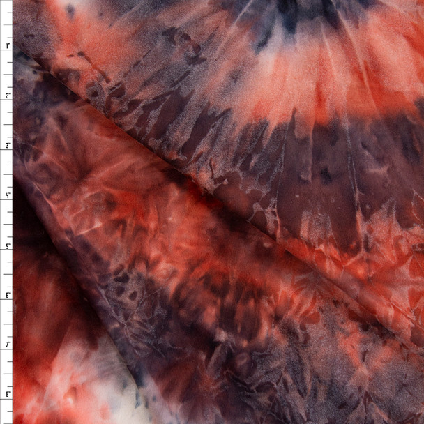 Red, Black, and White Tie Dye Double Brushed Poly/Spandex Fabric By The Yard