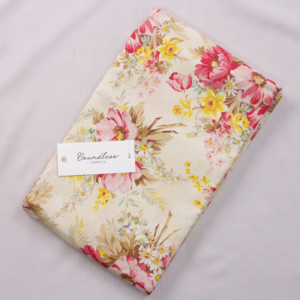 Boundless CH Main Floral Cream (4y Bargain Cut) Fabric By The Yard