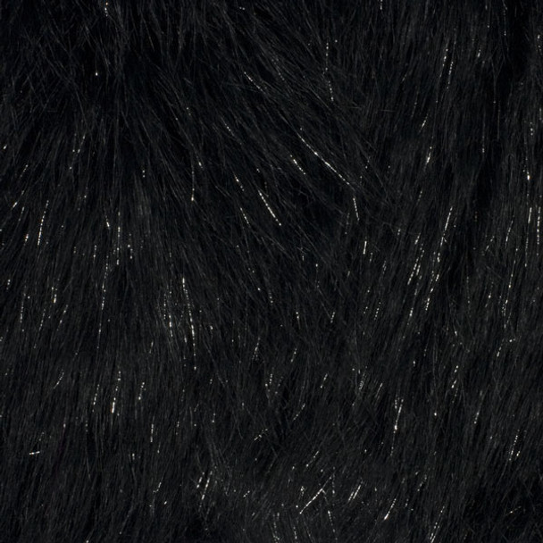 Black Glitter Fox Faux Fur