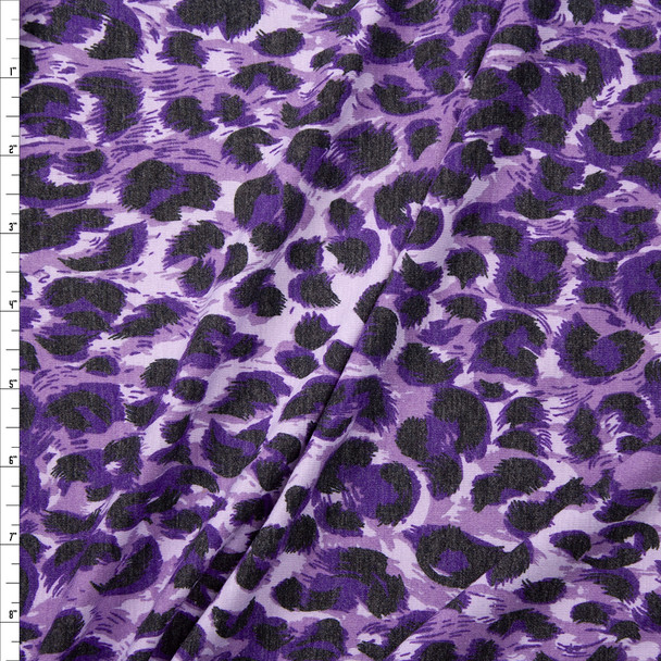 Purple Leopard Print Stretch Rayon Spandex Jersey Fabric By The Yard