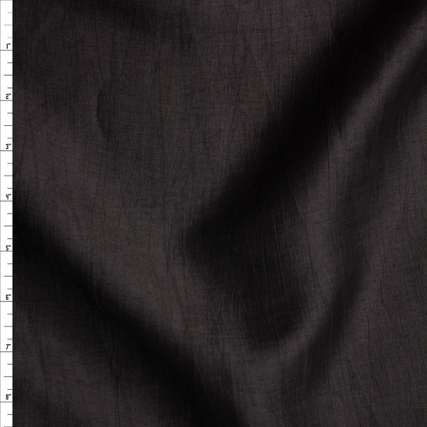 Black Crinkle Lightweight Designer Linen Blend Fabric By The Yard