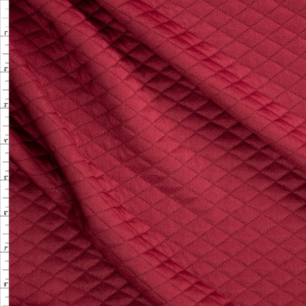 Burgundy Diamond Quilted Texture Double Knit Fabric By The Yard